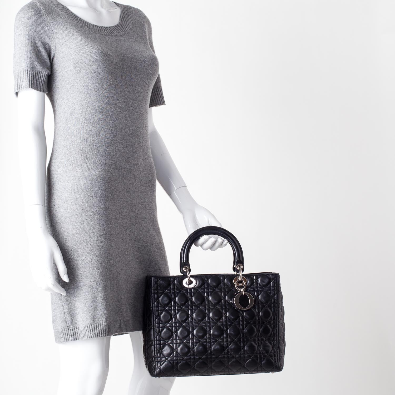 Christian Dior Lambskin Cannage Large Lady Dior Black 2 of 10