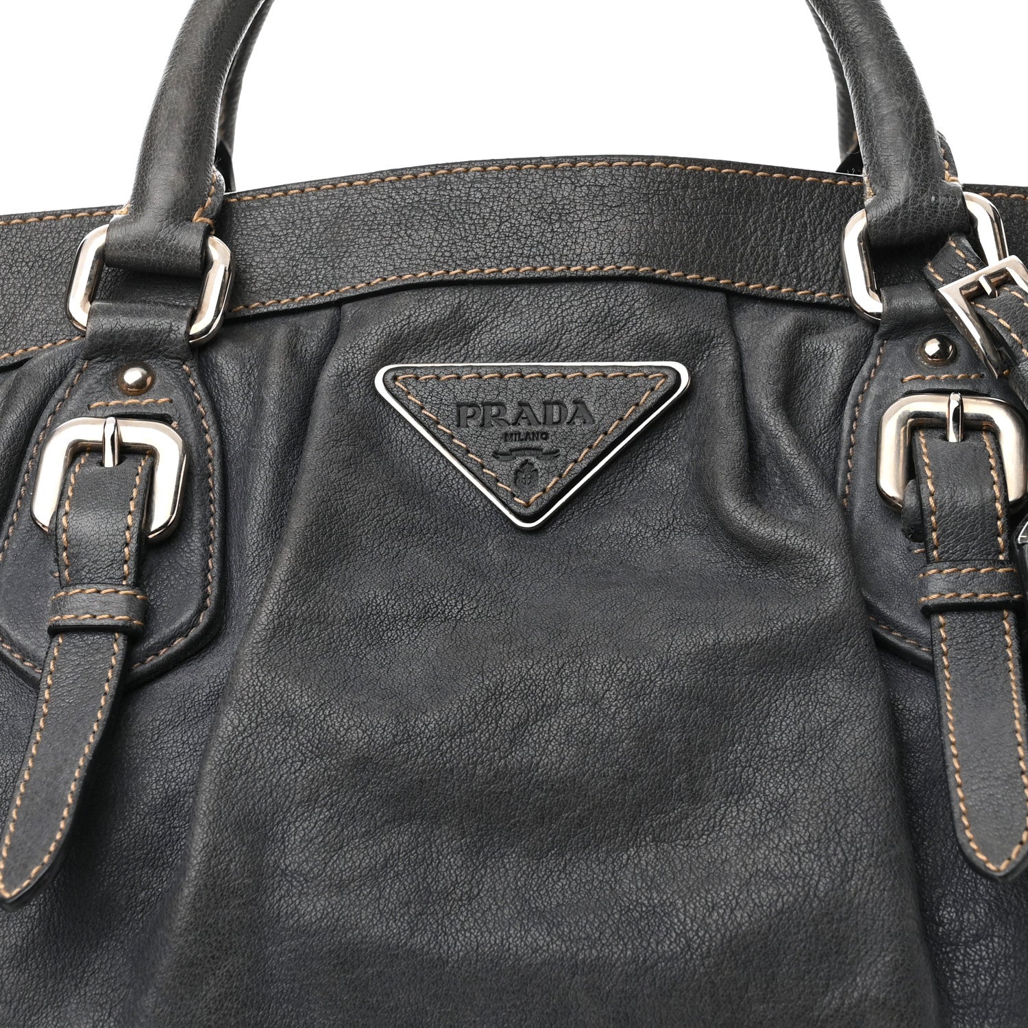 Prada Vitello Soft Shopping Satchel Denim 8 of 10