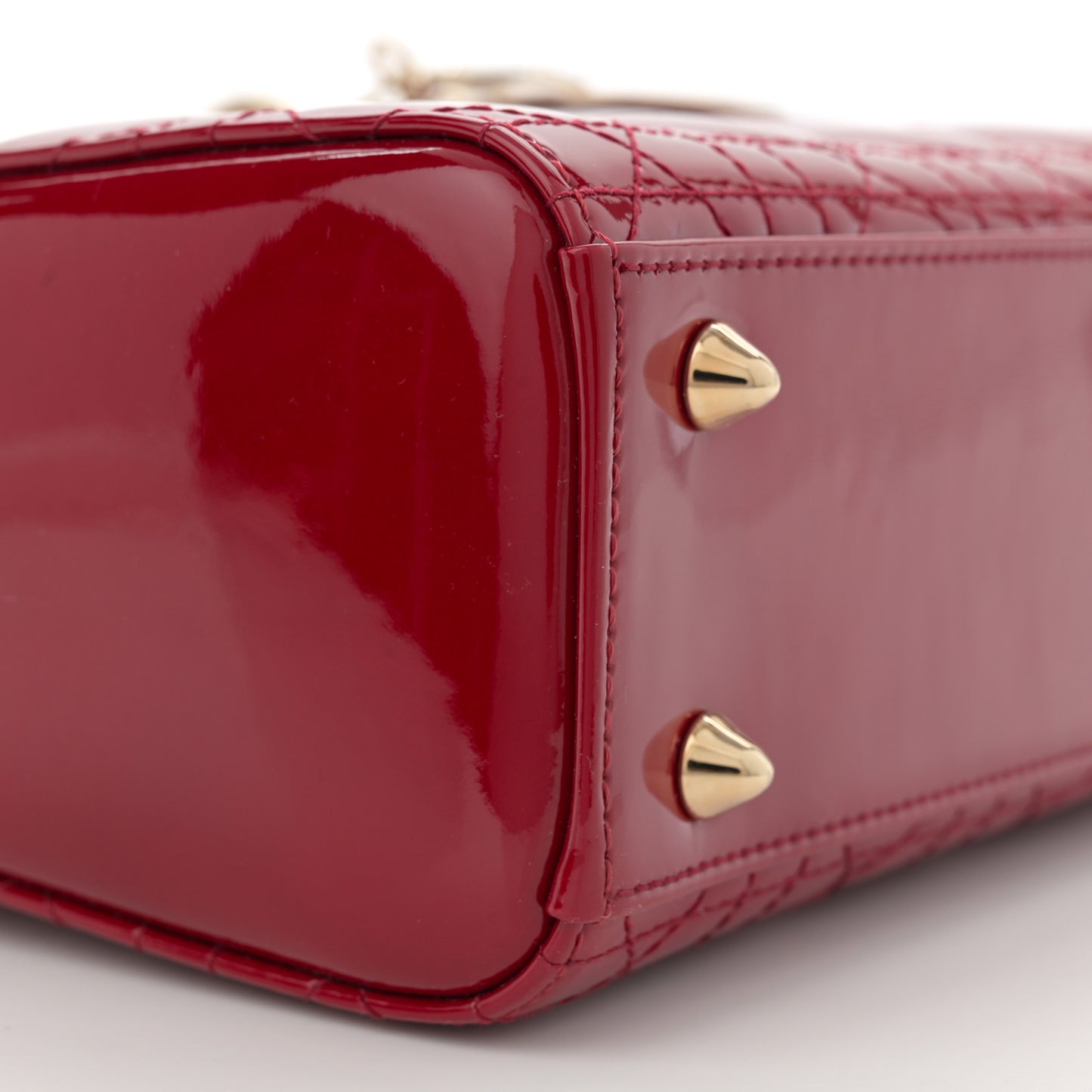 Patent Cannage Small Lady Dior Cherry Red