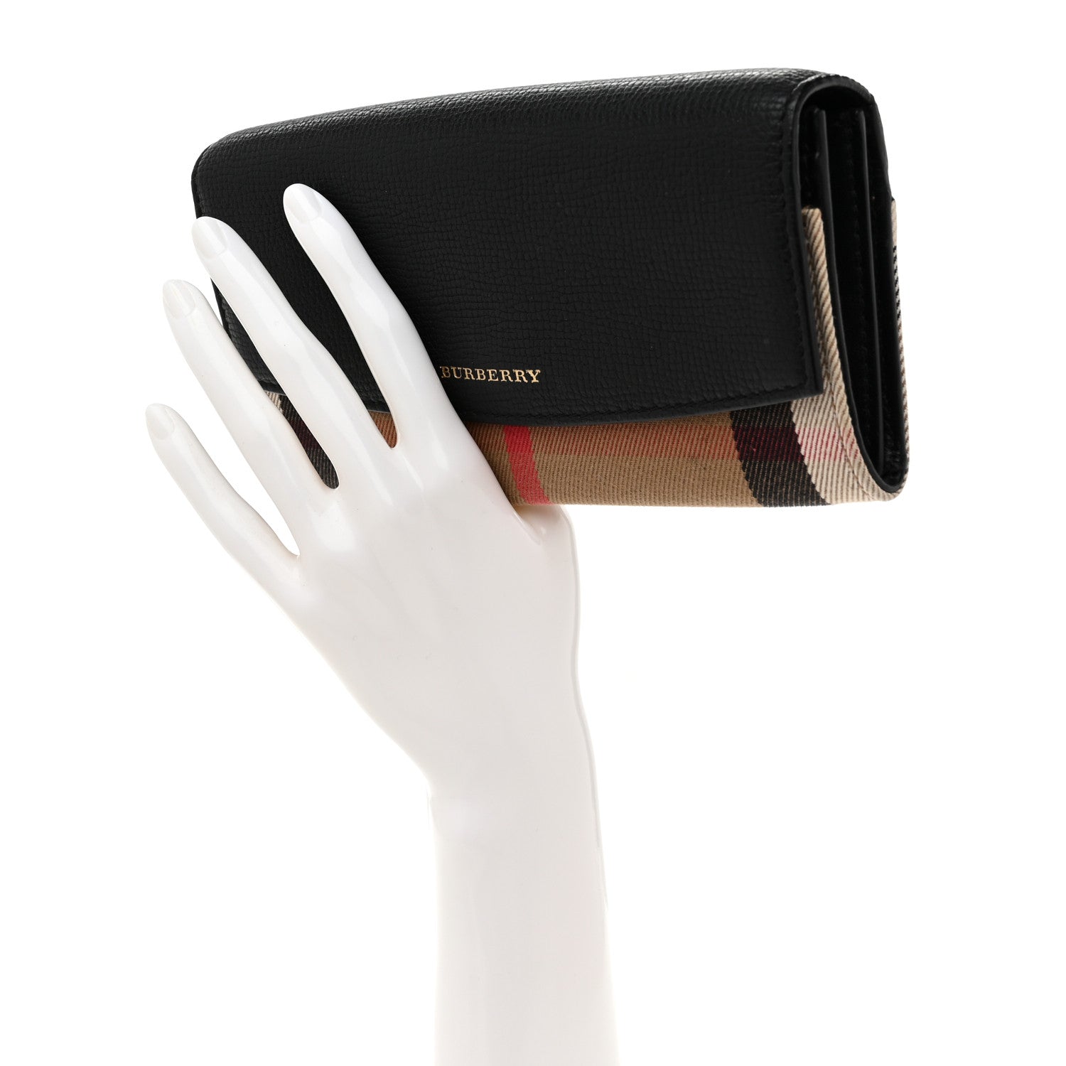 Burberry Calfskin House Check Porter Continental Wallet Black 2 of 9