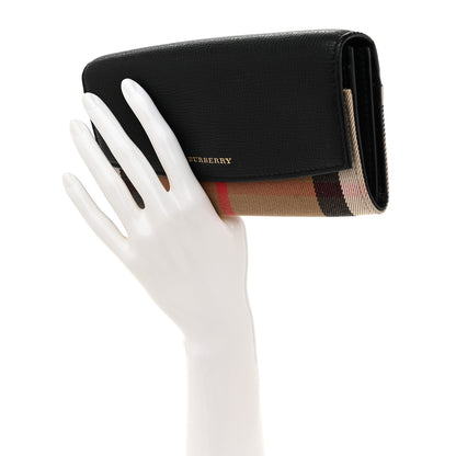 Burberry Calfskin House Check Porter Continental Wallet Black 2 of 9