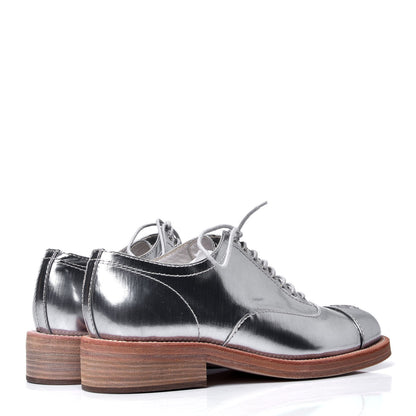 Chanel Metallic Fantasy Calfskin PVC Lace Up Loafers 40 Silver 3 of 6