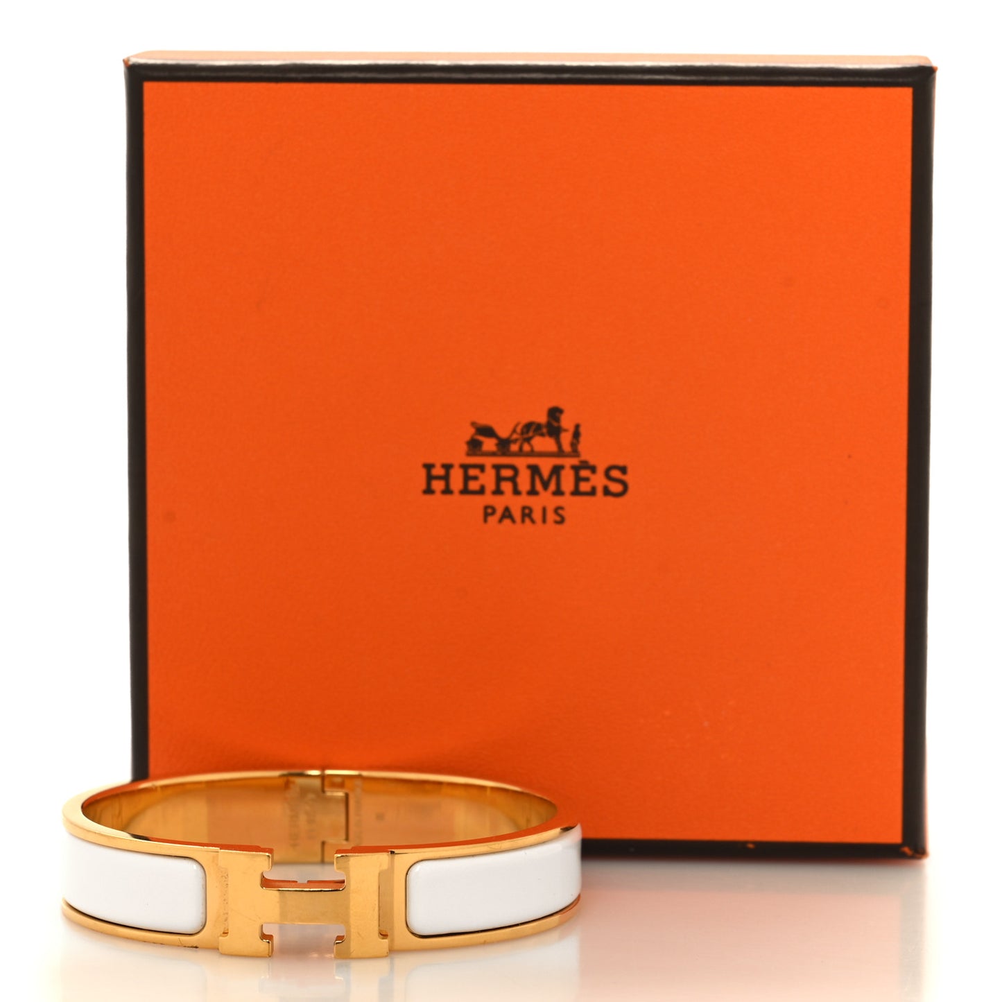Enamel Narrow Clic Clac H Bracelet PM White