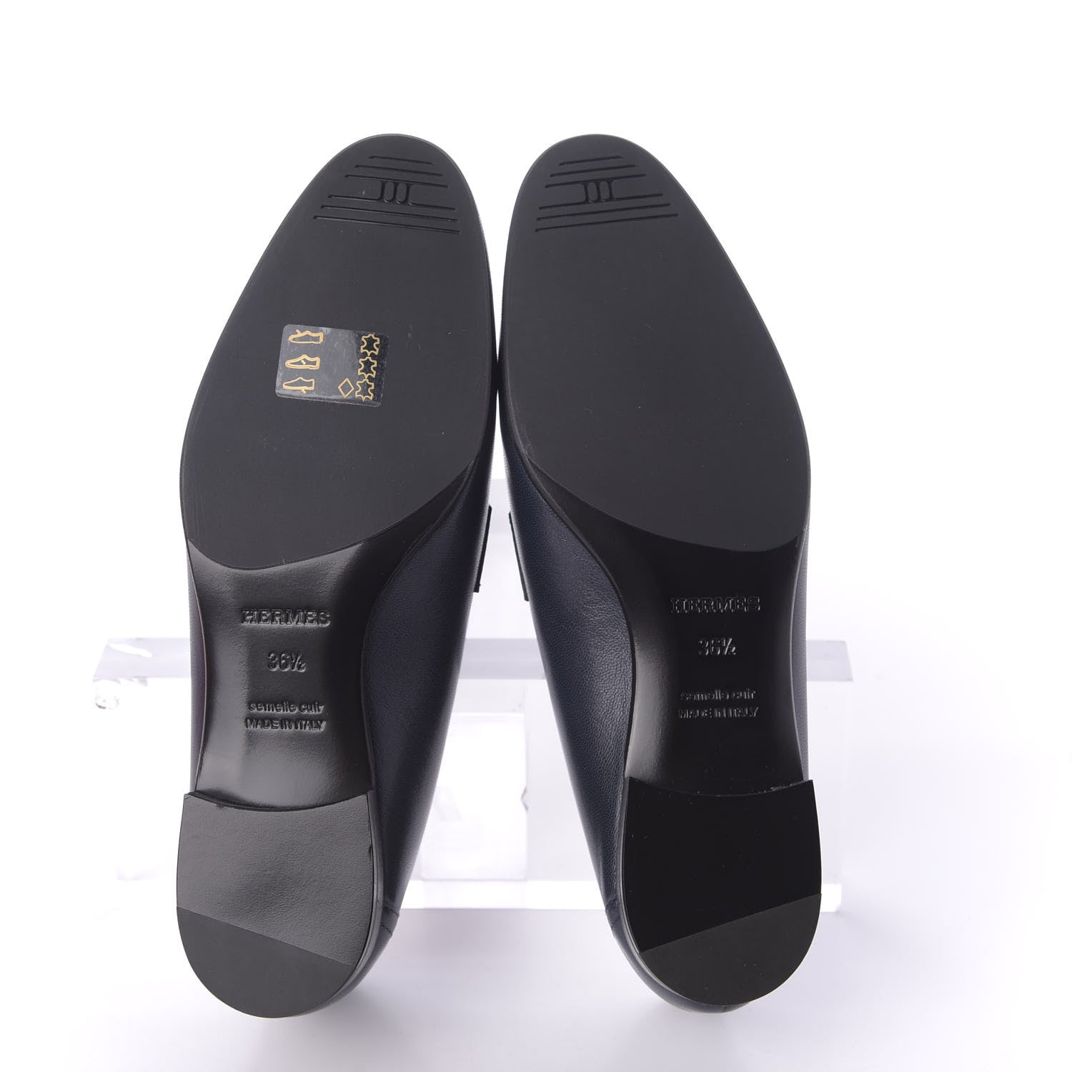Hermes Goatskin Paris Loafers 36.5 Marine 6 of 10