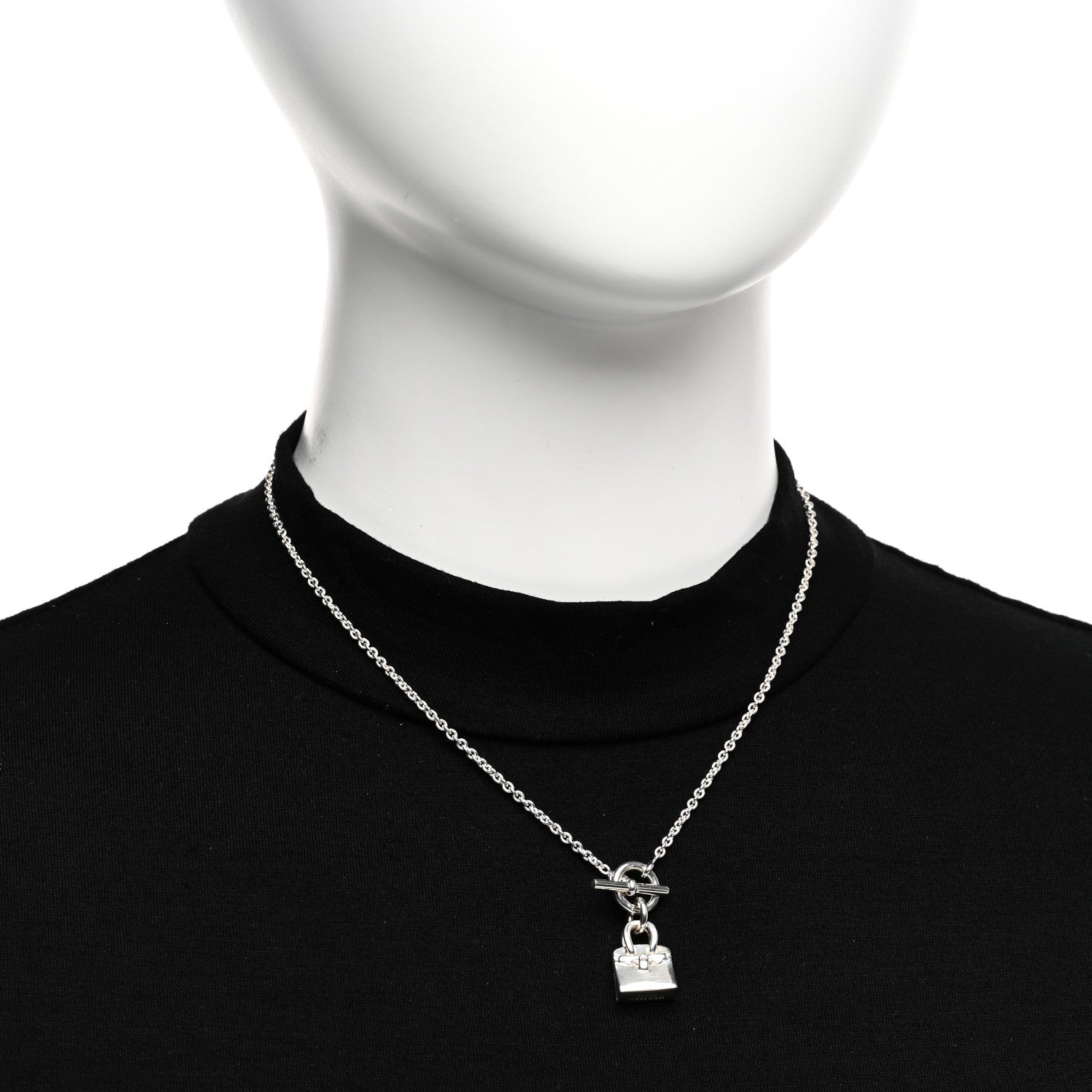 Hermes Sterling Silver Birkin Amulette Pendant Necklace 2 of 5
