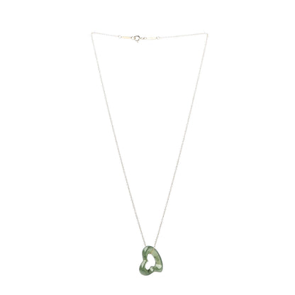 Tiffany 18K Yellow Gold Jade 23mm Elsa Peretti Open Heart Pendant Necklace 3 of 8