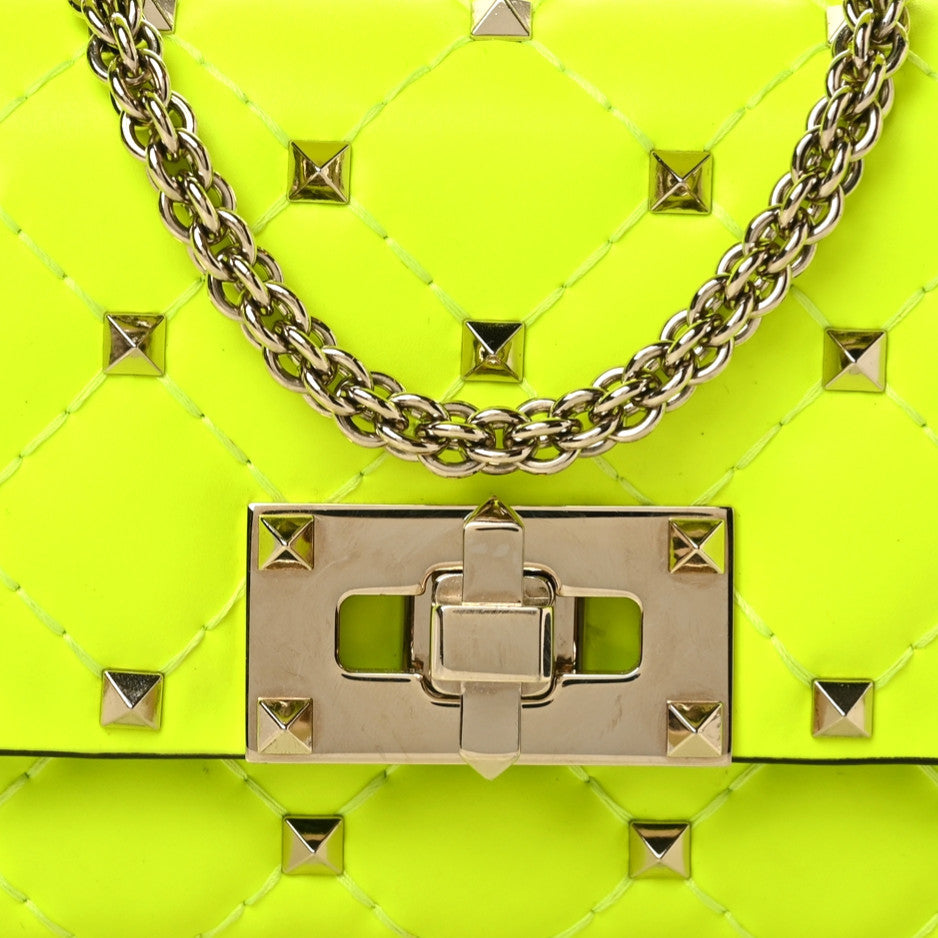 Calfskin Mini Rockstud Spike Shoulder Bag Lime