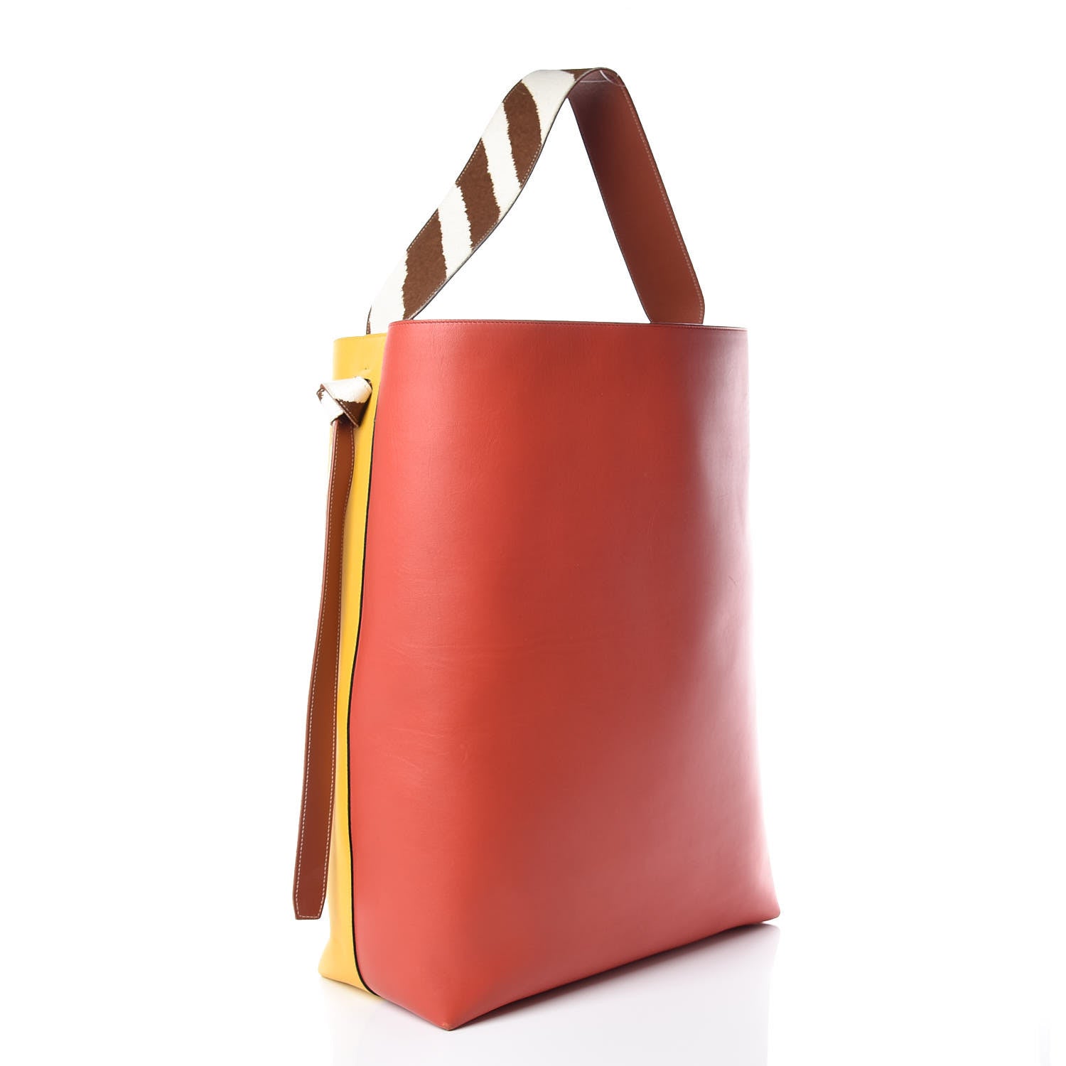 Celine Shiny Smooth Calfskin Zebra Printed Oversized Twisted Cabas Sunflower Light Ruby 4 of 13