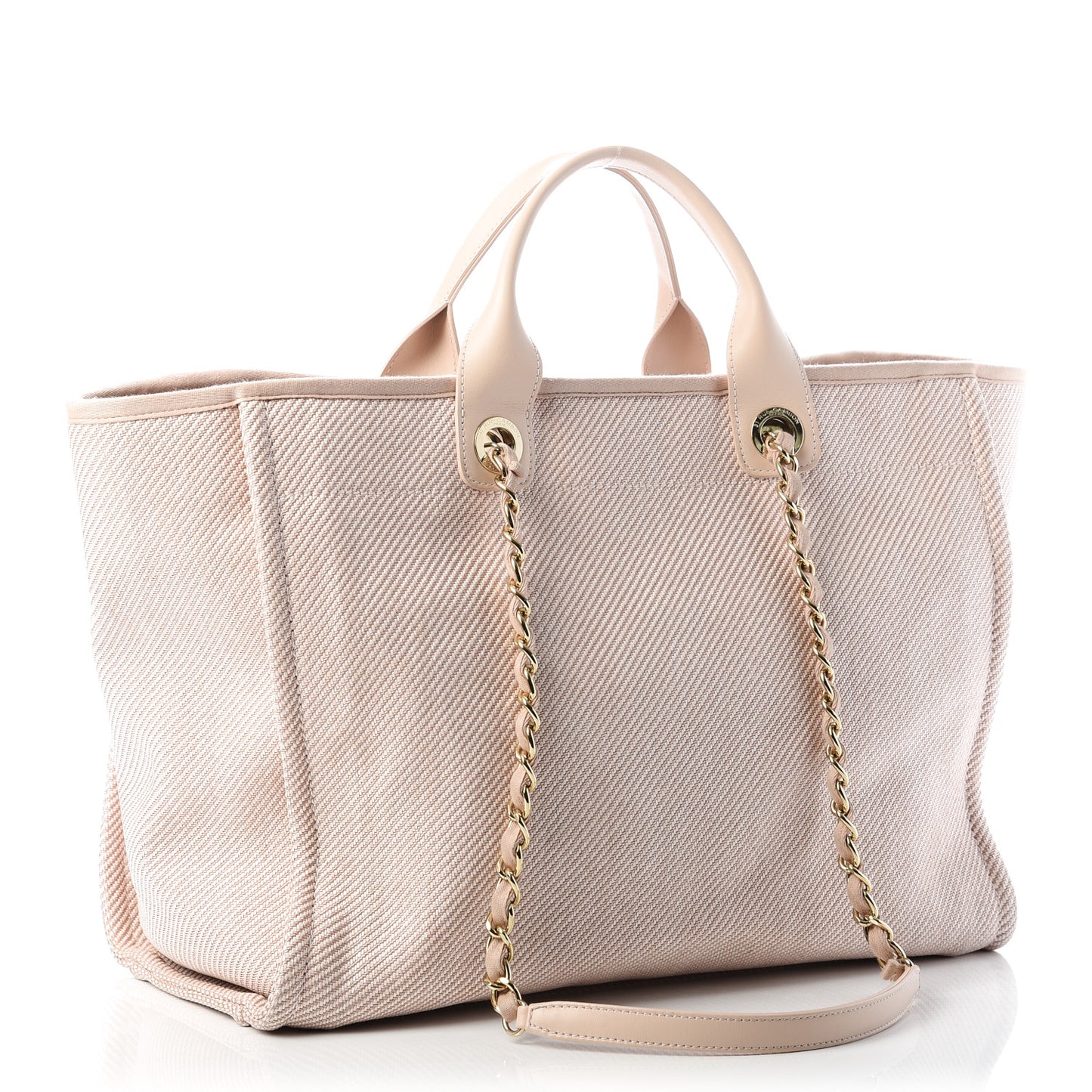 Mixed Fibers Calfskin Medium Deauville Tote Beige