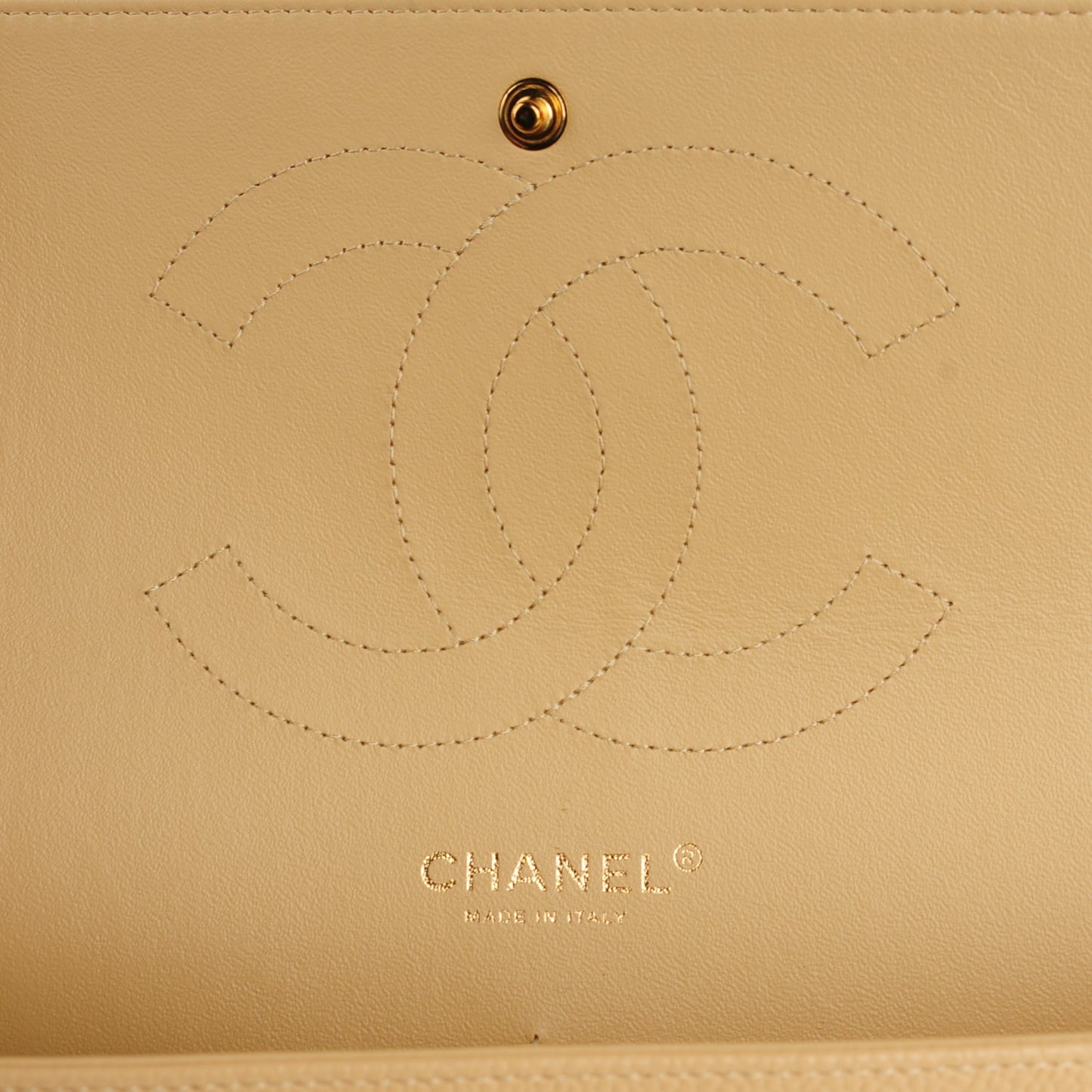 Caviar Quilted Jumbo Double Flap Beige Clair