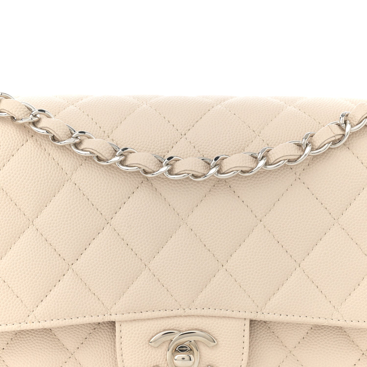 Chanel Caviar Quilted Medium Double Flap Ivory 8 of 11