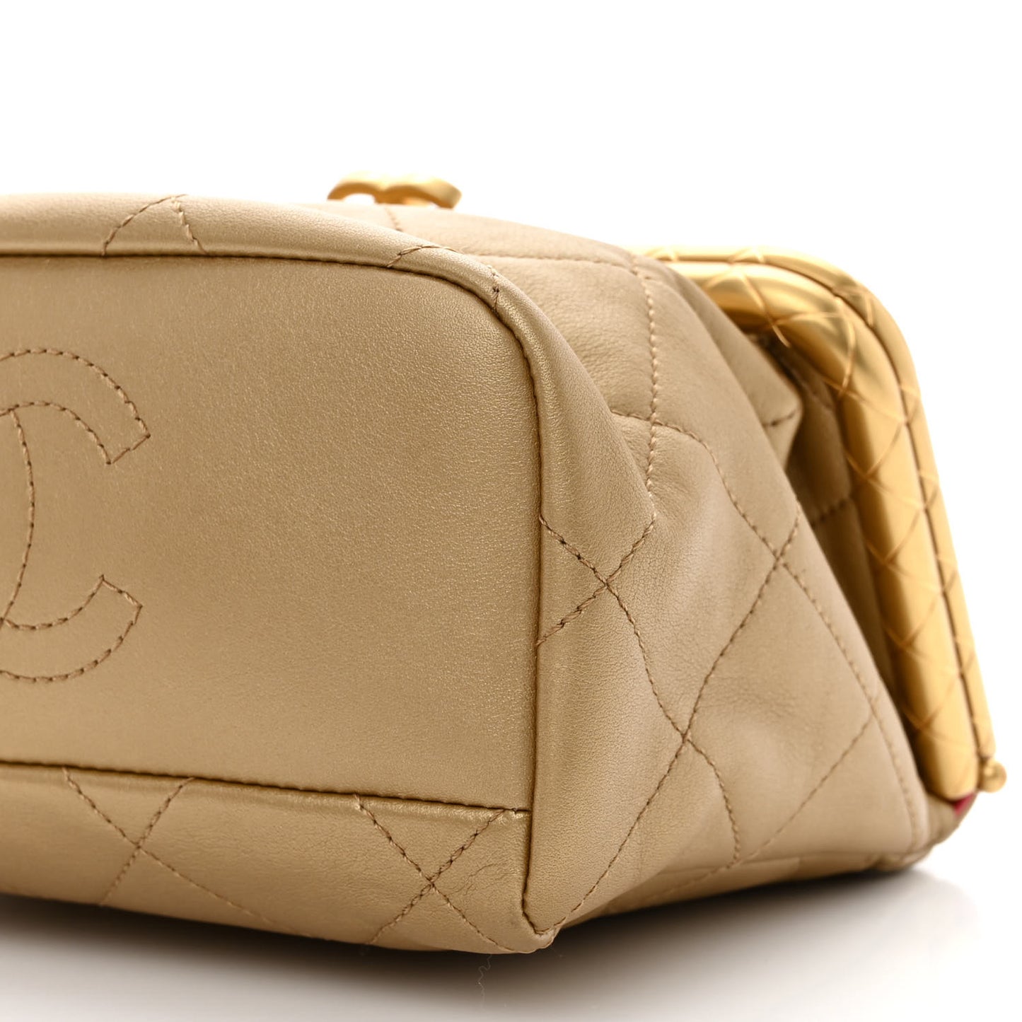 Metallic Lambskin Quilted My Crush Bag Gold