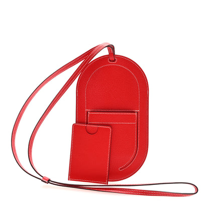 Hermes Chevre Mysore In-The-Loop Phone To Go PM Case Rouge De Coeur White 3 of 9