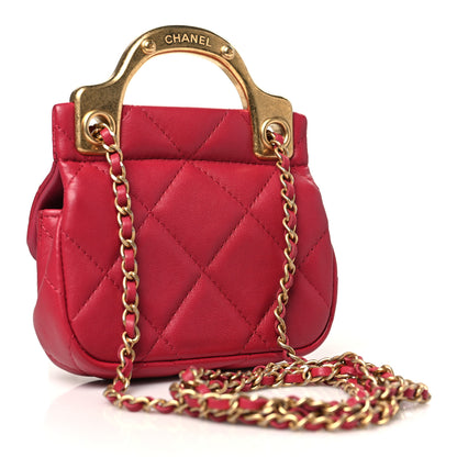 Chanel Calfskin Quilted Lady Handle Flap Card Holder With Chain Dark Pink 3 of 11