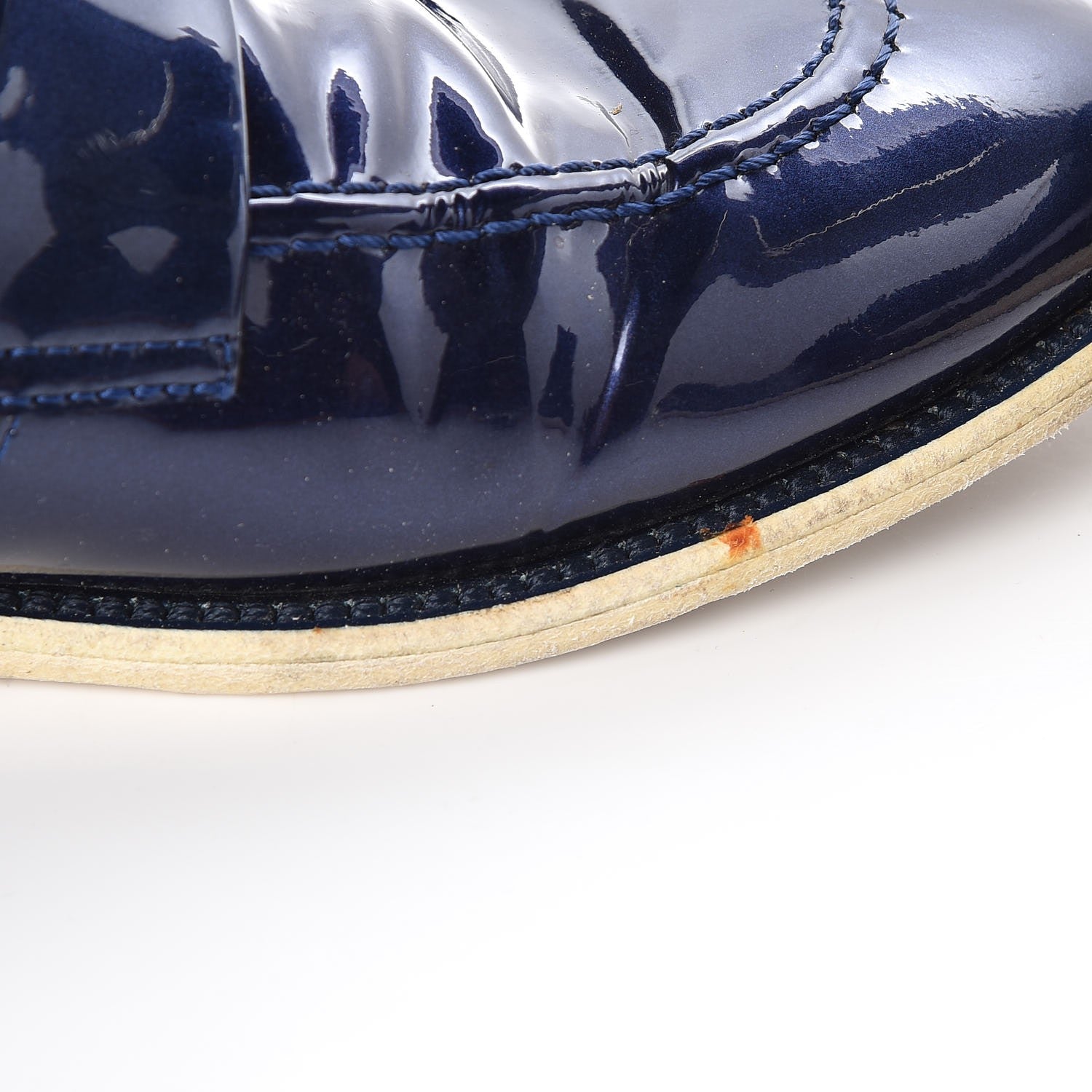 Chanel Patent CC Moccasin Loafers 40 Navy 12 of 12
