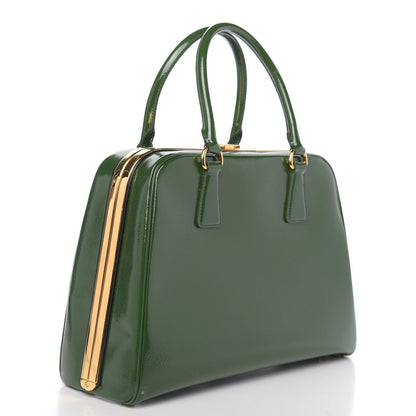 Prada Saffiano Vernice Pyramid Bag Larice 3 of 8