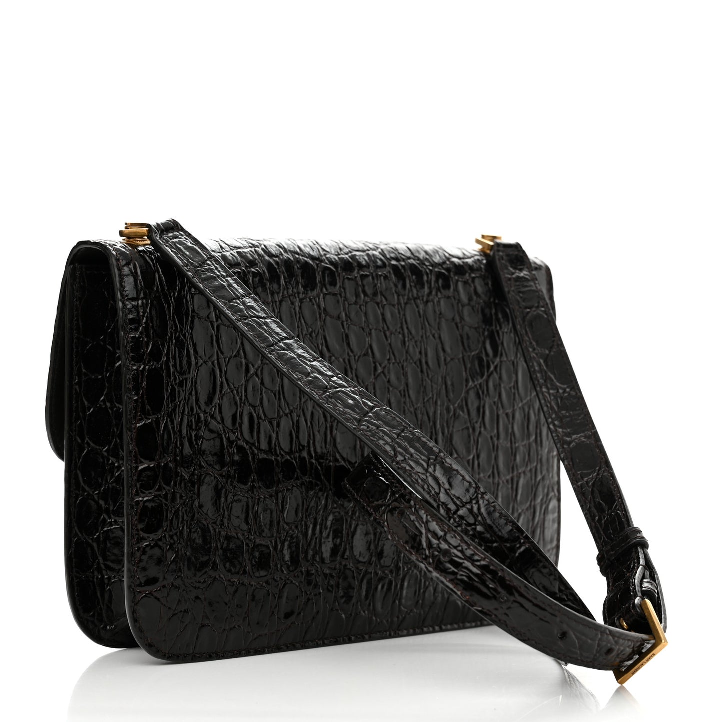 Embossed Calfskin Carre Satchel Brown