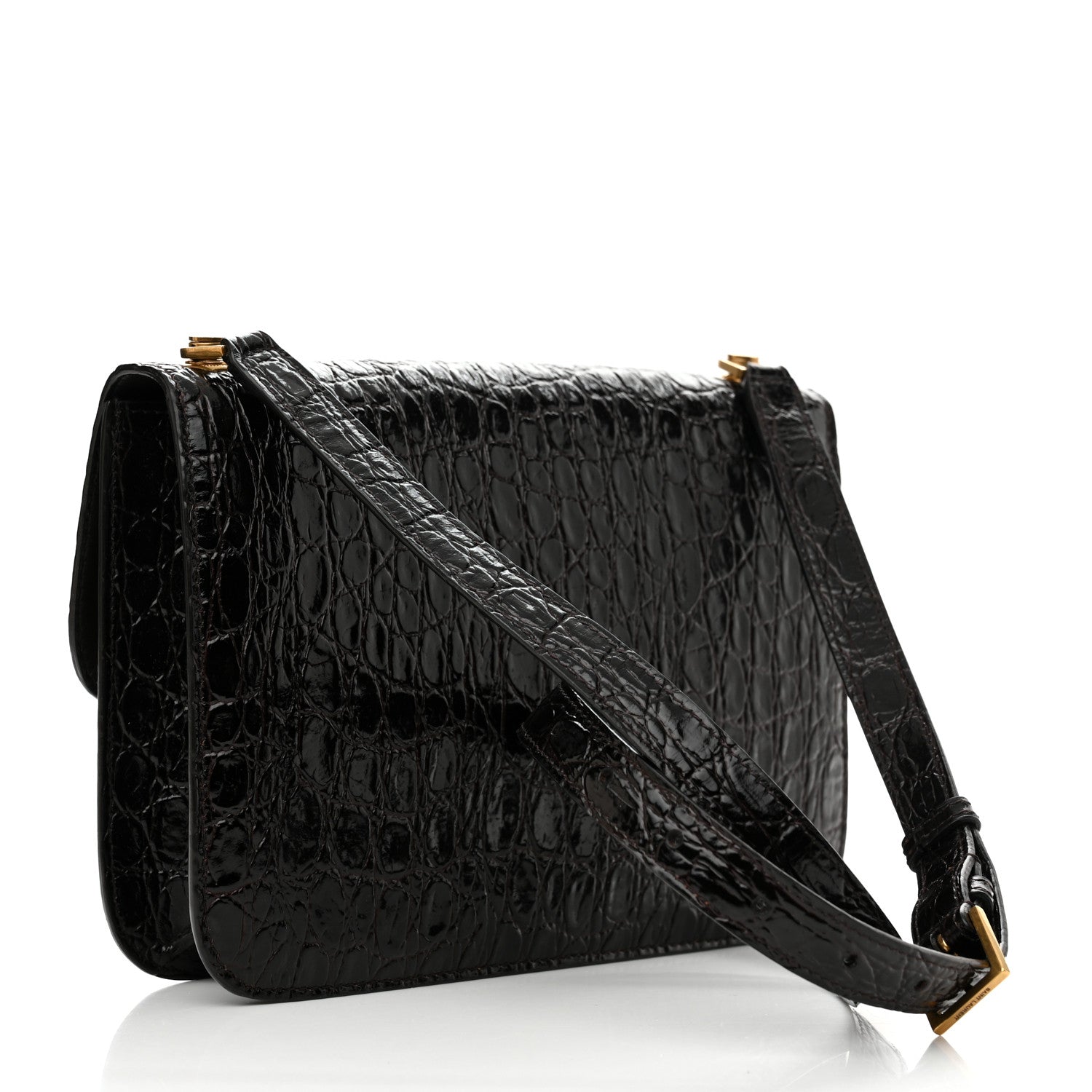 Saint Laurent Embossed Calfskin Carre Satchel Brown 2 of 12