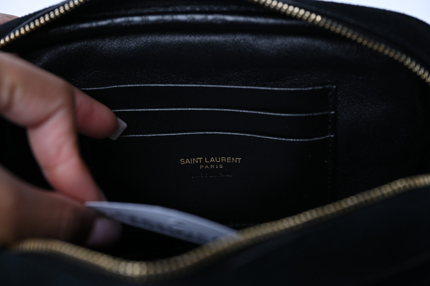 Suede Matelasse Monogram Mini Lou Camera Bag Black