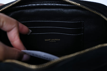 Saint Laurent Suede Matelasse Monogram Mini Lou Camera Bag Black 6 of 11