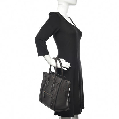 Celine Drummed Calfskin Micro Luggage Dark Taupe 2 of 9