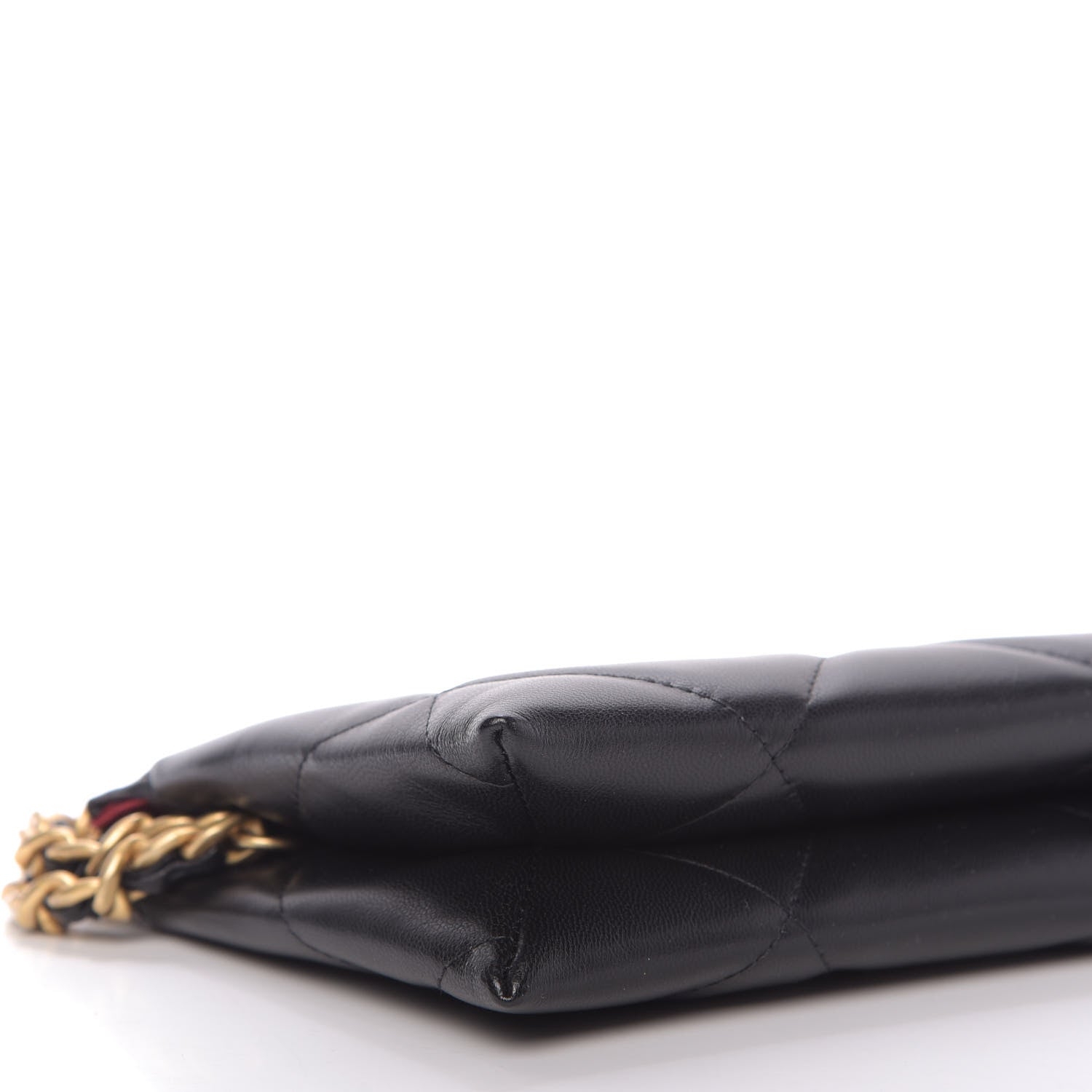 Chanel Shiny Goatskin Quilted Small Chanel 19 Pouch With Handle Black 6 of 10