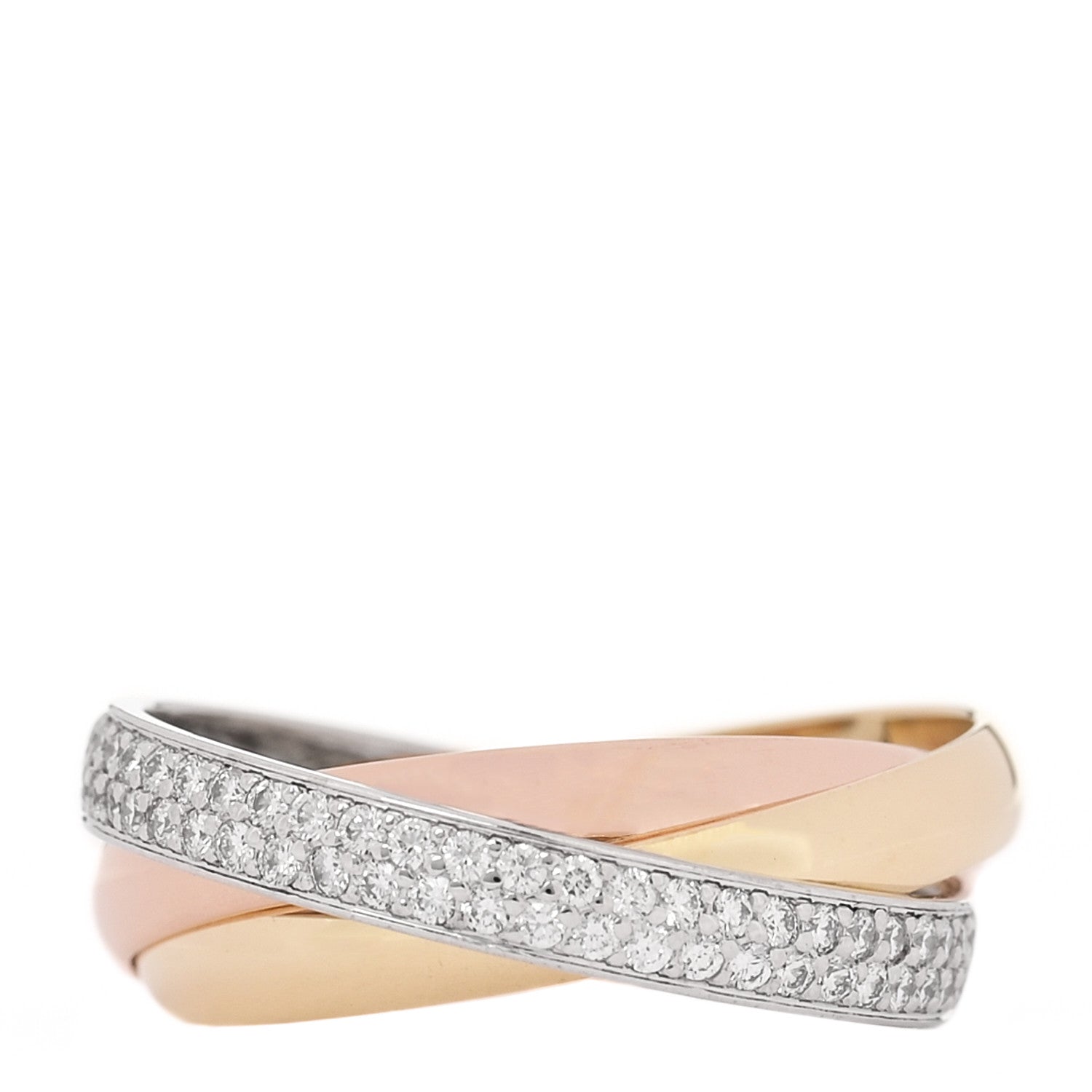 Cartier 18K White Yellow Pink Gold Diamond Small Trinity Paved Ring  52 6 1 of 5