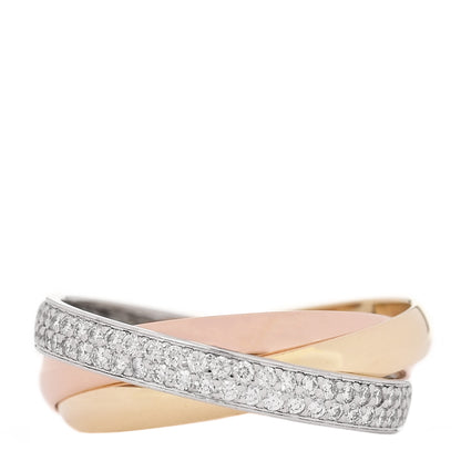Cartier 18K White Yellow Pink Gold Diamond Small Trinity Paved Ring  52 6 1 of 5