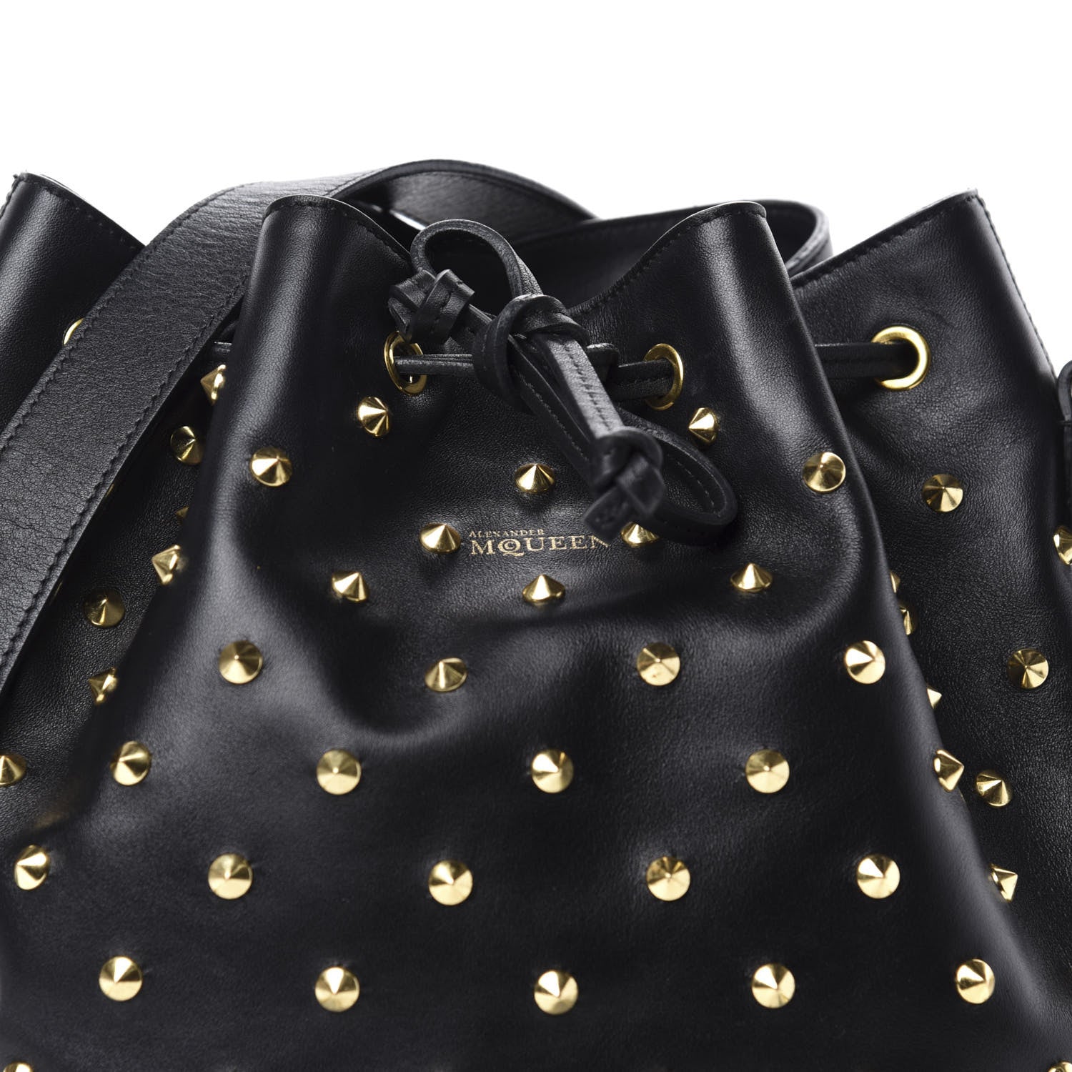 Alexander McQueen Calfskin Studded Padlock Bucket Bag Black 10 of 10