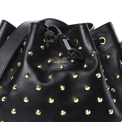 Alexander McQueen Calfskin Studded Padlock Bucket Bag Black 10 of 10