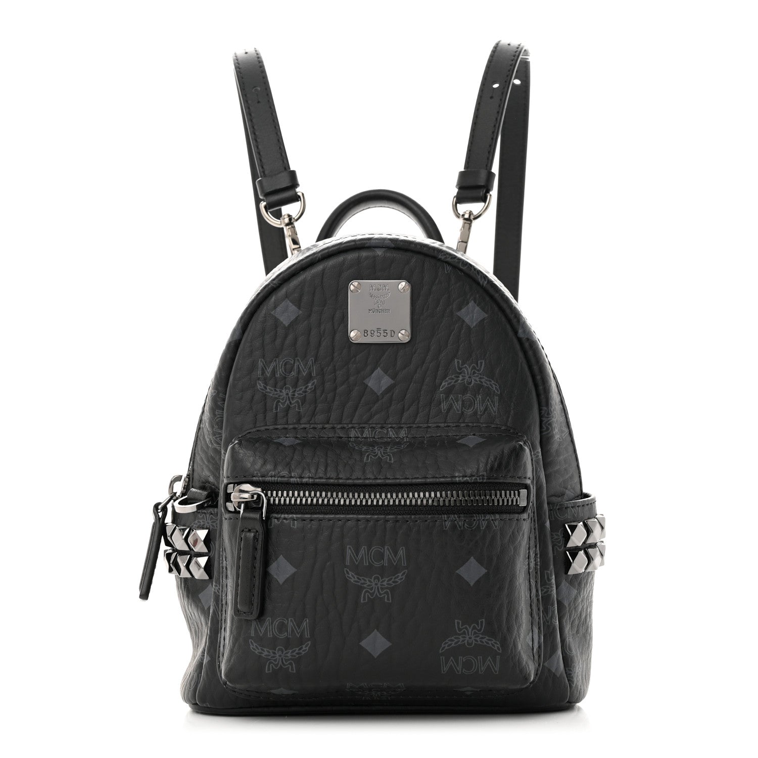 MCM Visetos Side Stud X-Mini Stark Bebe Boo Backpack Black 1 of 9