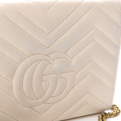 Gucci Calfskin Matelasse GG Marmont Chain Wallet Mystic White 11 of 12