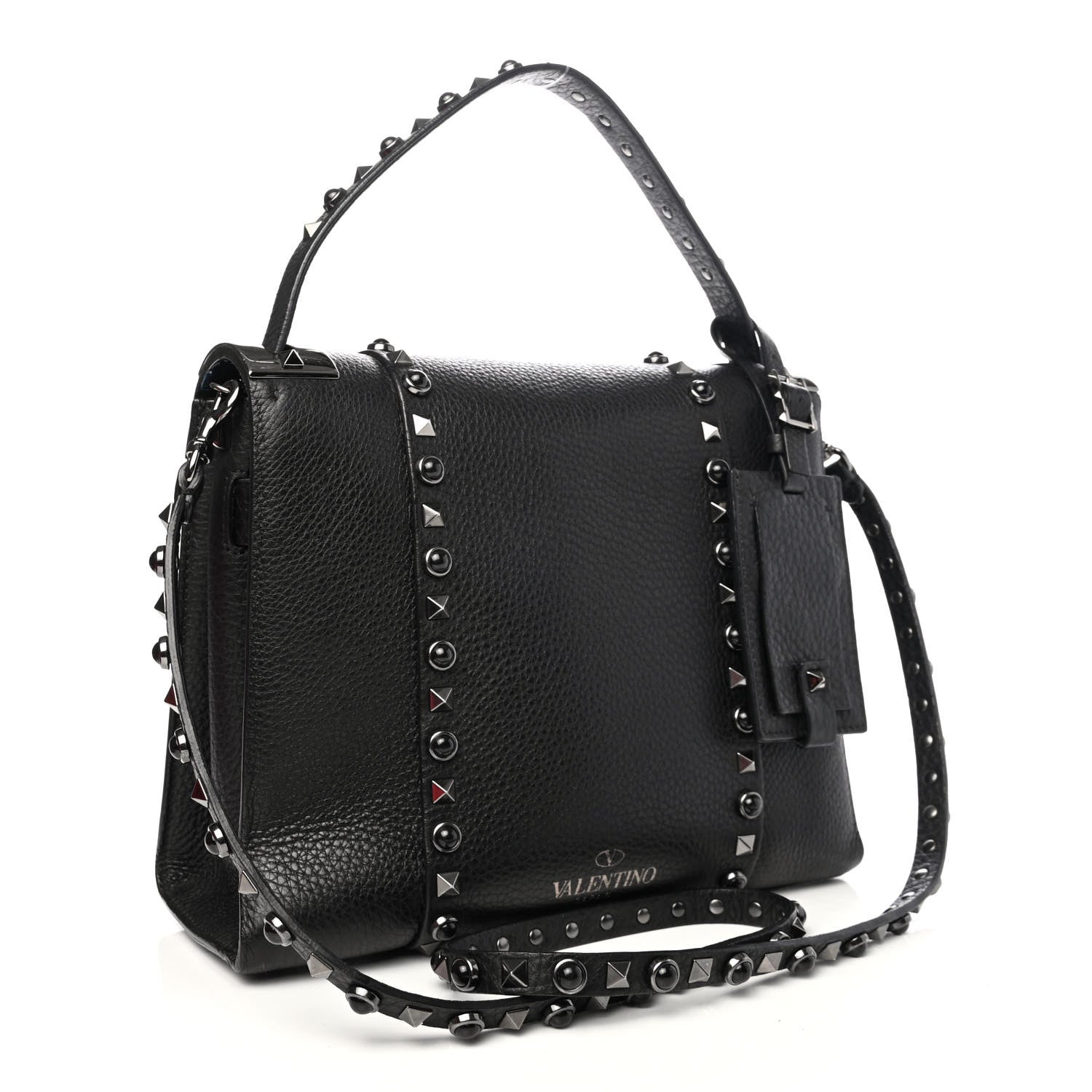Valentino Garavani Grainy Calfskin Onyx Small My Rockstud Rolling Frame Bag Black 2 of 4