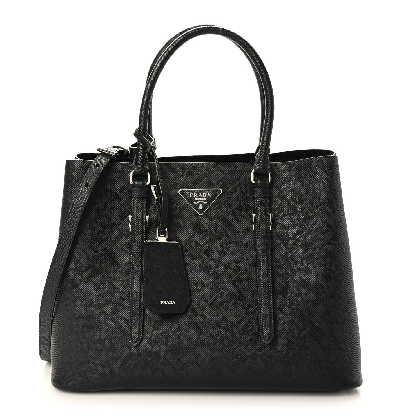 Saffiano Cuir Medium Double Handle Tote Black
