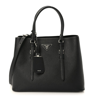 Prada Saffiano Cuir Medium Double Handle Tote Black 1 of 8