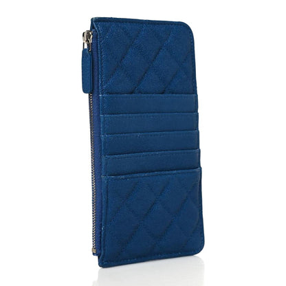 Chanel Caviar Quilted Boy Flat Wallet Pouch Blue 4 of 11