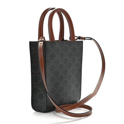 Celine Triomphe Canvas Calfskin Mini Vertical Cabas Tan 3 of 9