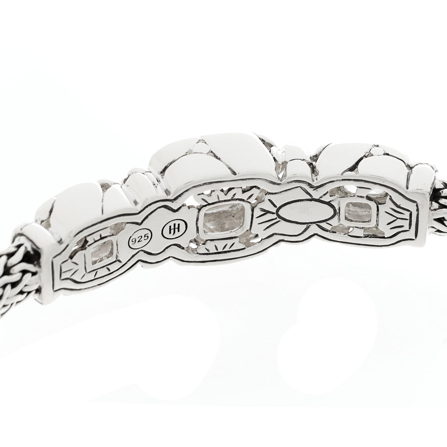 Sterling Silver White Topaz Quartz Three Station Kali Classic Chain Bracelet