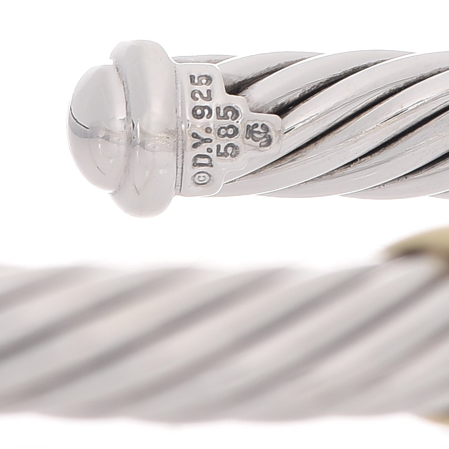 David Yurman Sterling Silver 14K Yellow Gold 7mm X Station Cable Bracelet 5 of 5
