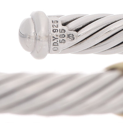 David Yurman Sterling Silver 14K Yellow Gold 7mm X Station Cable Bracelet 5 of 5