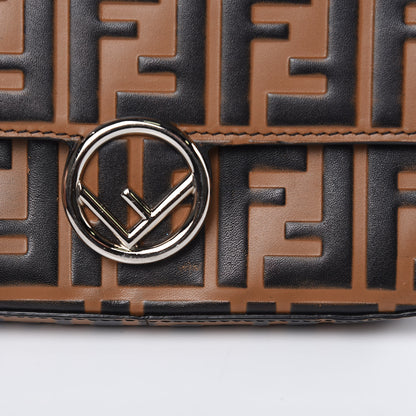 Fendi Vitello Dolce F is Fendi FF Embossed Micro Double Baguette Tobacco Black 10 of 12