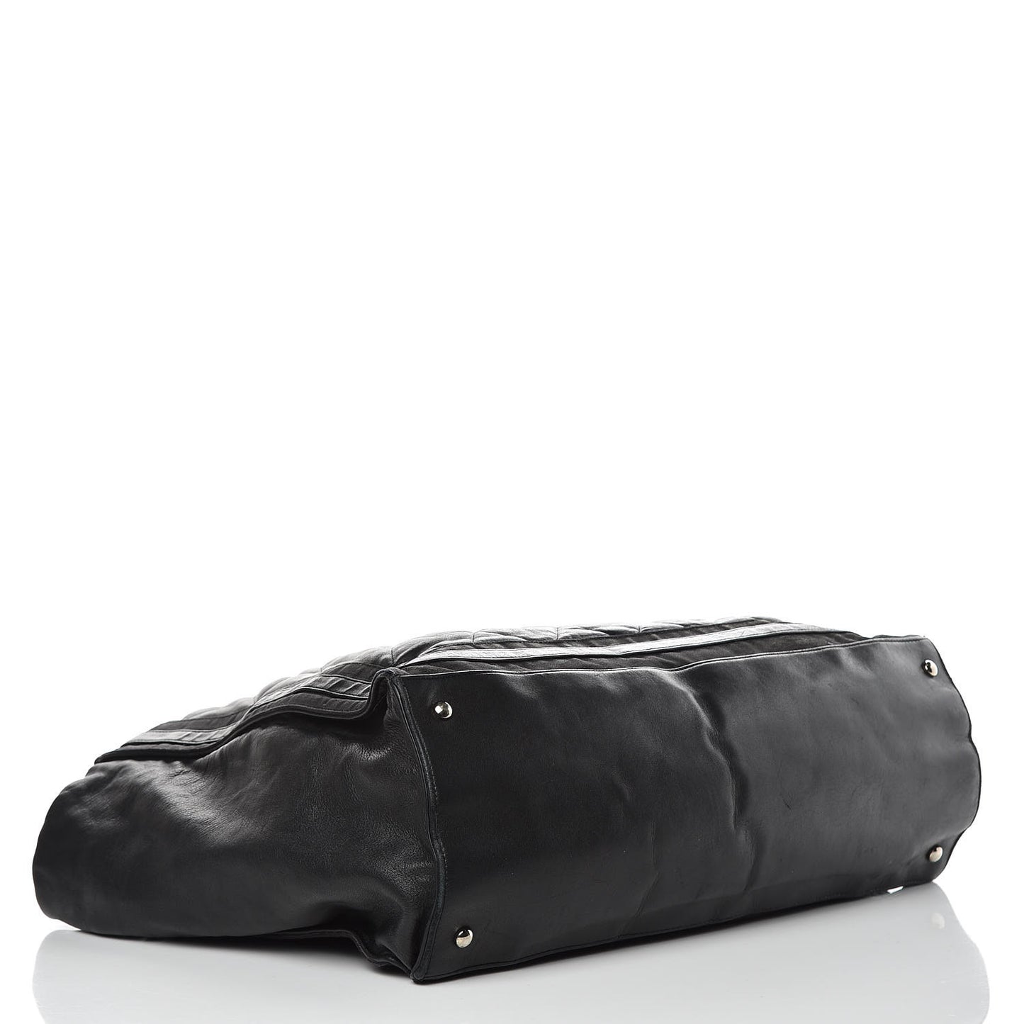 Lambskin Quilted Lido Shopping Tote Black