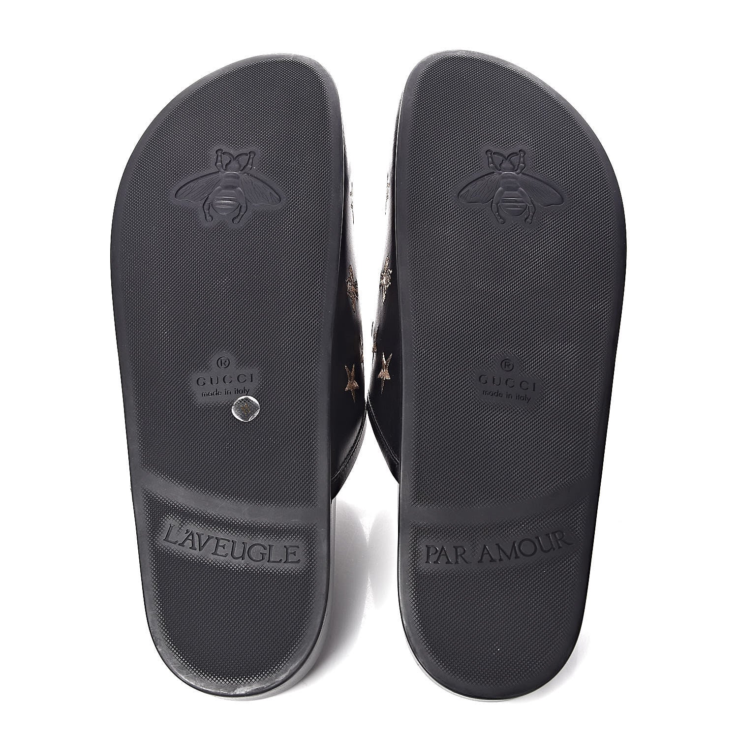 Gucci Calfskin Bee Star Embroidered Mens Horsebit River Slippers 11 Black 5 of 8