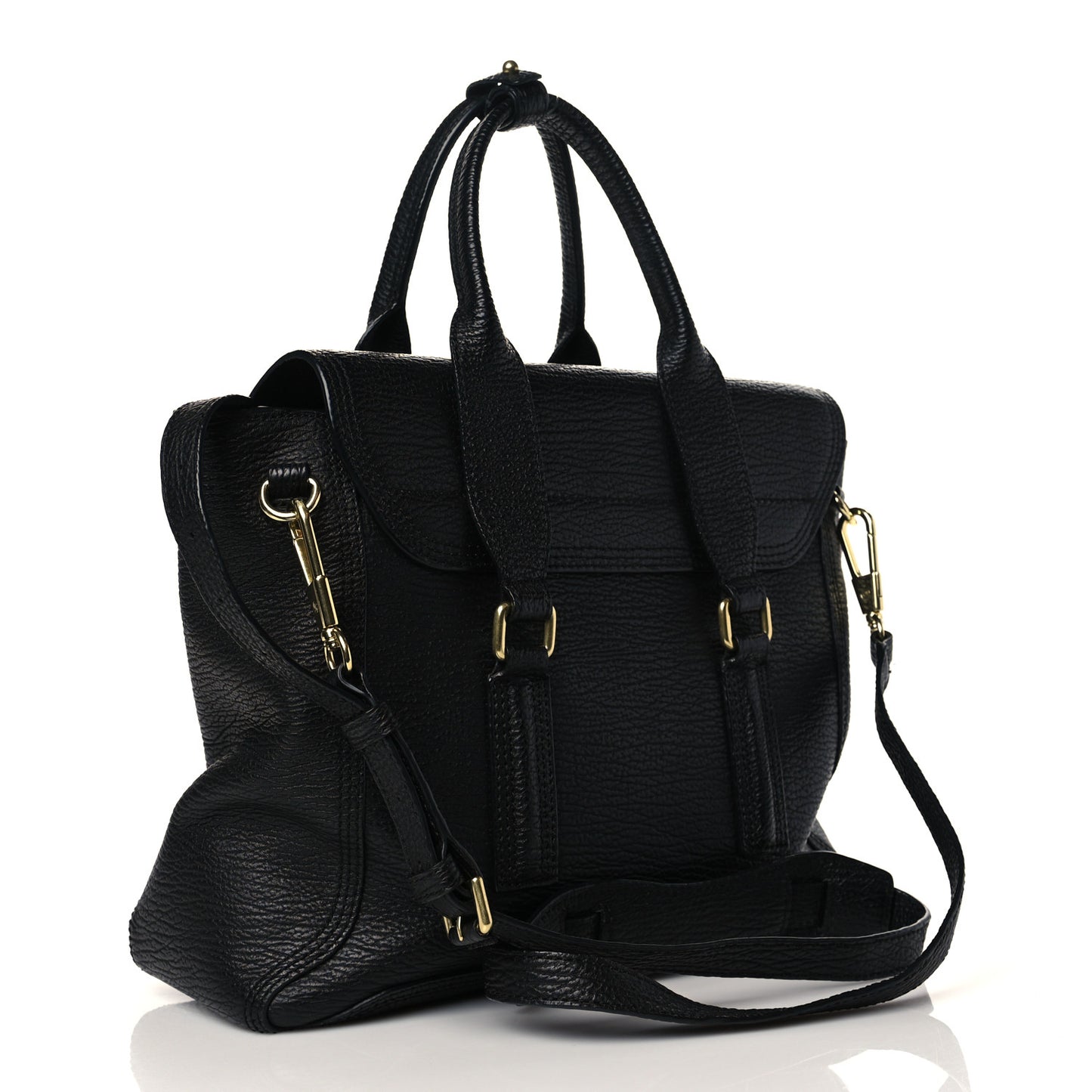 Textured Calfskin Medium Pashli Satchel Black
