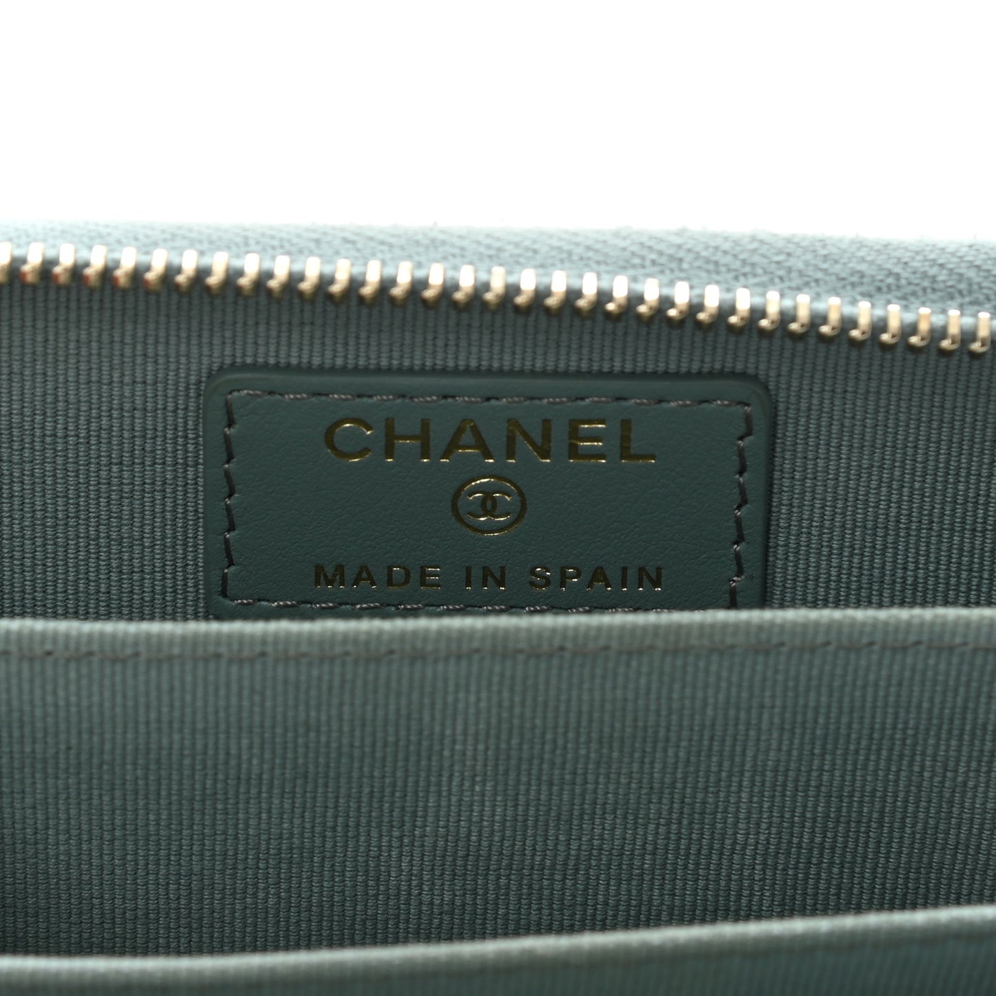Caviar Quilted Zip Around Coin Purse Wallet Dark Green