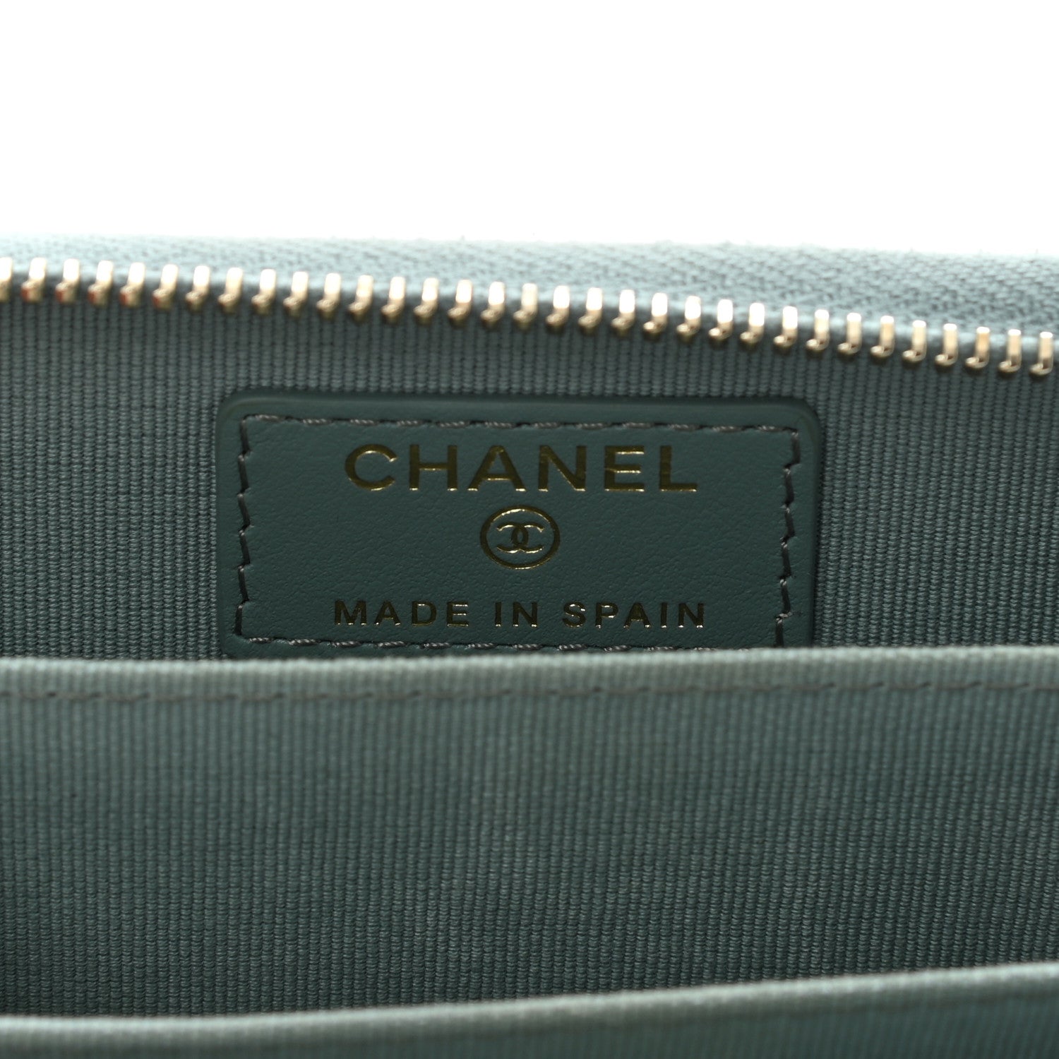 Chanel Caviar Quilted Zip Around Coin Purse Wallet Dark Green 7 of 10