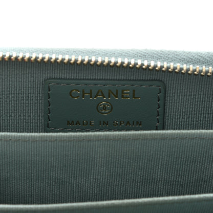 Chanel Caviar Quilted Zip Around Coin Purse Wallet Dark Green 7 of 10