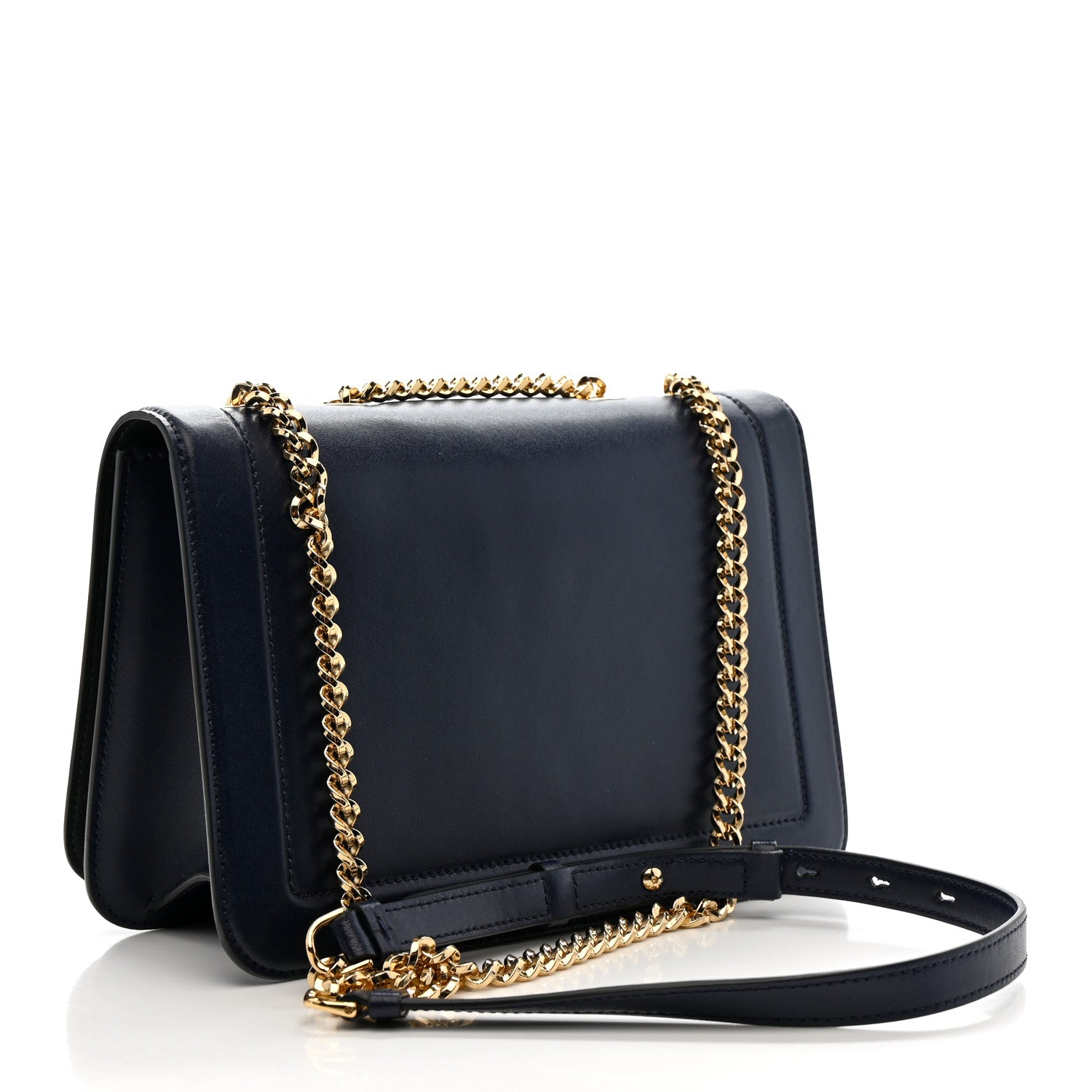 Salvatore Ferragamo Smooth Calfskin Vara Bow Chain Flap Crossbody Navy 3 of 9