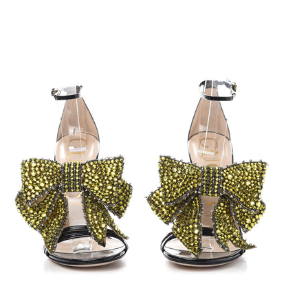 Gucci Patent Crystal Removable Bow Sandals 37 Black 2 of 8