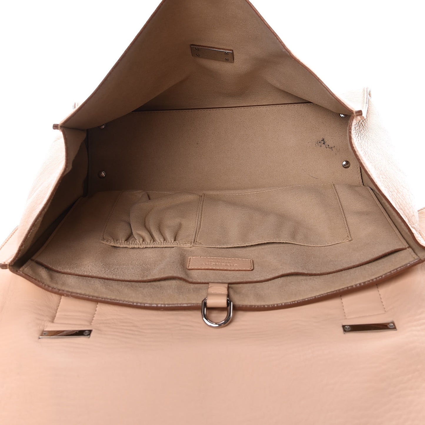 Grained Calfskin Medium Shark Lock Satchel Nude